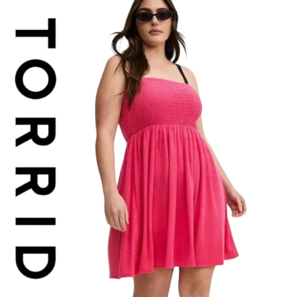 torrid Other - Torrid Smocked Strapless Cover-Up Mini Dress